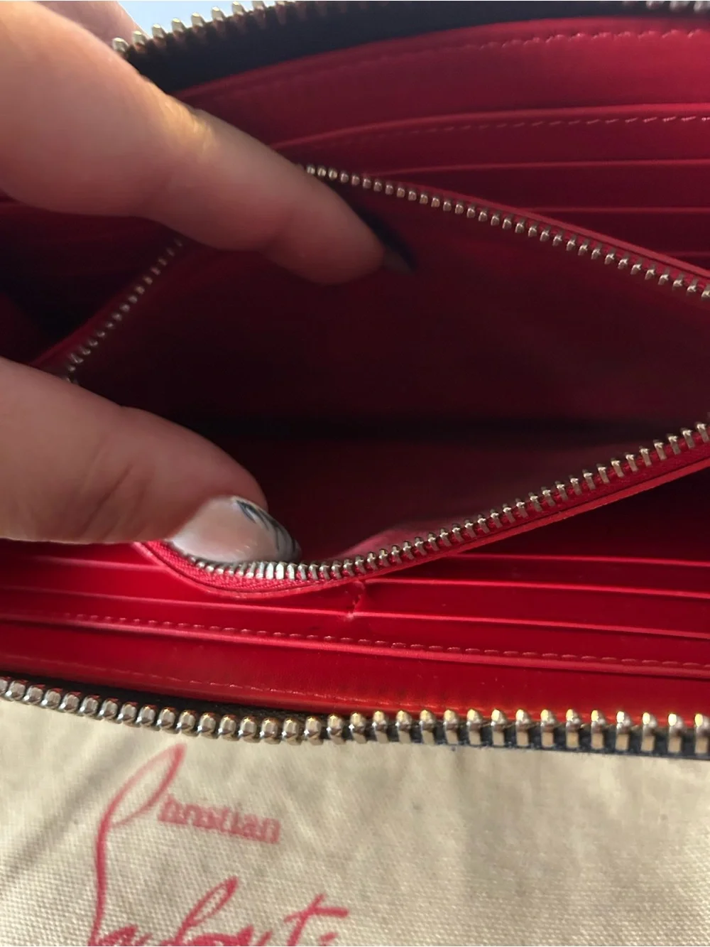 Christian Louboutin - Navy - Spiked Full-Grain Leather Zip-Around Wallet